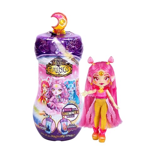 Magic Mixies Pixlings Shimmerverse Series, Create & Mix Magic Potion to Magically Reveal Pheona The Pheonix, This Beautiful 16.5 cm Shimmerverse Pixling Fashion Doll Appears Inside The Potion Bottle von Magic Mixies