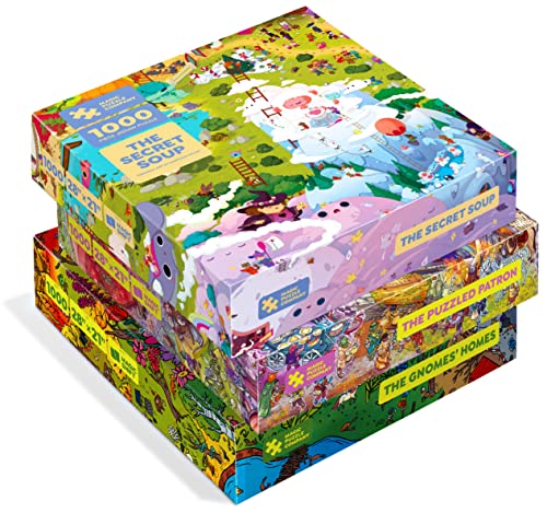 Magic Puzzles 3-Pack • Serie 3 • The Secret Soup, The Puzzled Patron & The Gnomes' Homes • 1000-teiliges Puzzle von The Magic Puzzle Company von Magic Puzzle Company