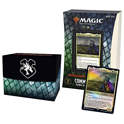 Magic The Gathering C88960000 Adventures in The Forgotten Realms Commander Deck-Aura of Courage (grün-weiß-blau), Mehrfarbig von Magic The Gathering