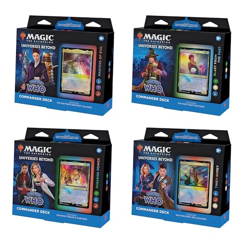 Magic The Gathering Doctor Who Commander Deck Bundle – Enthält alle 4 Decks (1 Master of Evil, 1 Blast from The Past, 1 Timey-Wimey, und 1 Paradox Power Deck Set) von Magic The Gathering