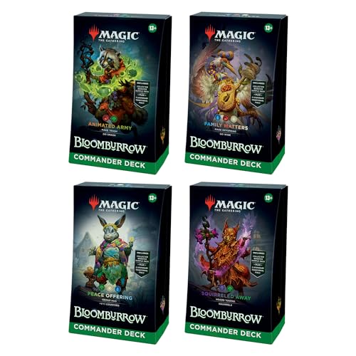 Magic The Gathering Bloomburrow Commander Deck Bundle - Includes All 4 Decks (Animated Army, Family Matters, Peace Offering, and Squirreled Away) von Magic The Gathering