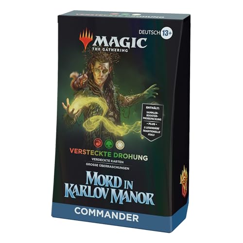 Magic: The Gathering – Mord in Karlov Manor Commander-Deck – Versteckte Drohung (Deck mit 100 Karten, Sammler-Booster-Probepackung mit 2 Karten und Zubehör) (deutsche Version) von Magic The Gathering