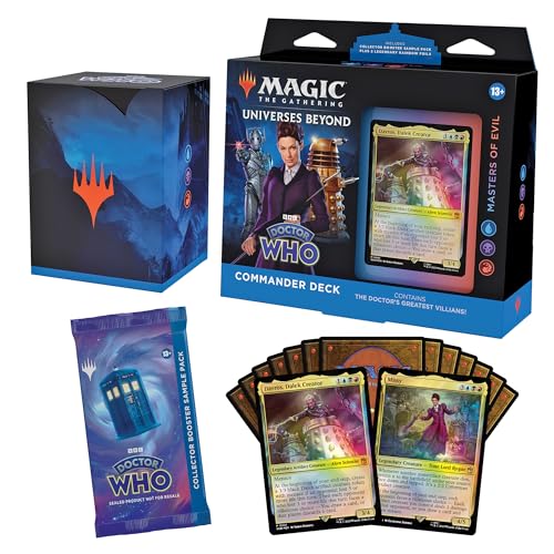 Magic: The Gathering Doctor Who Commander-Deck – Die Meister des Bösen (Deck mit 100 Karten, Sammler-Booster-Probepackung mit 2 Karten + Zubehör) (Englische Version) von Magic The Gathering