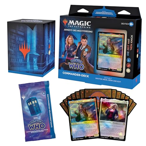 Magic: The Gathering Doctor Who Commander-Deck – Die Zeit hat ’nen Knick (Deck mit 100 Karten, Sammler-Booster-Probepackung mit 2 Karten + Zubehör) (Deutsche Version) von Magic The Gathering