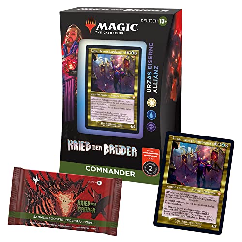 Magic: The Gathering Krieg der Brüder Commander-Deck – Urzas eiserne Allianz (Weiß-Blau-Schwarz) + Sammler-Booster-Probepackung (Deutsche Version) von Magic The Gathering