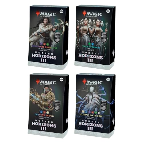 Magic: The Gathering Modern Horizons 3 Commander Deck Bundle - Enthält alle 4 Decks (Friedhofs-Overdrive, Tricky Terrain, Creative Energy, und Eldrazi Incursion) von Magic The Gathering