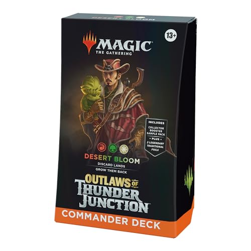 The Gathering – Outlaws of Thunder Junction Commander-Deck – Desert Bloom (Deck mit 100 Karten, Sammler-Booster-Probepackung mit 2 Karten und Zubehör) (englische Version) von Magic The Gathering