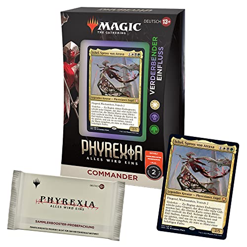 Magic: The Gathering Phyrexia: Alles wird eins Commander-Deck – Verderbender Einfluss & Sammler-Booster-Probepackung (Deutsche Version) von Magic The Gathering