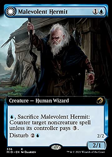 Magic: the Gathering - Malevolent Hermit // Benevolent Geist (336) - Extended Art - Folie - Innistrad: Midnight Hunt von Magic The Gathering