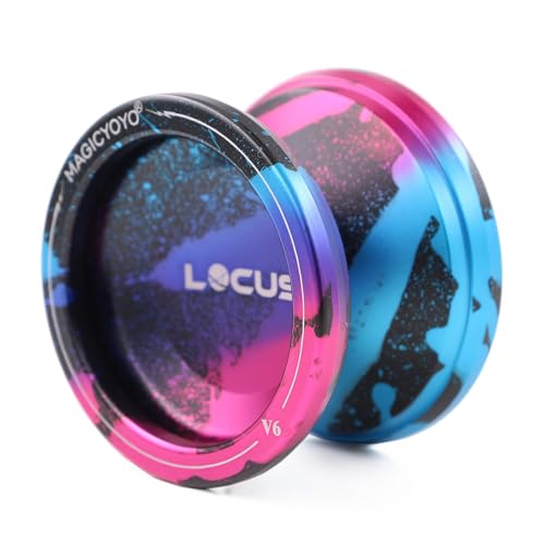 MAGICYOYO V6 JoJo Profi Responsive Jojos für Kinder und Erwachsene, Anfänger Jo-jo, Magic Yoyo V6 Locus Metall Jo Jo Ball mit Yo-yo Handschuh+ Tasche+ 5 Jo Jos Saiten, Rosa& Blau& Schwarz von MAGICYOYO