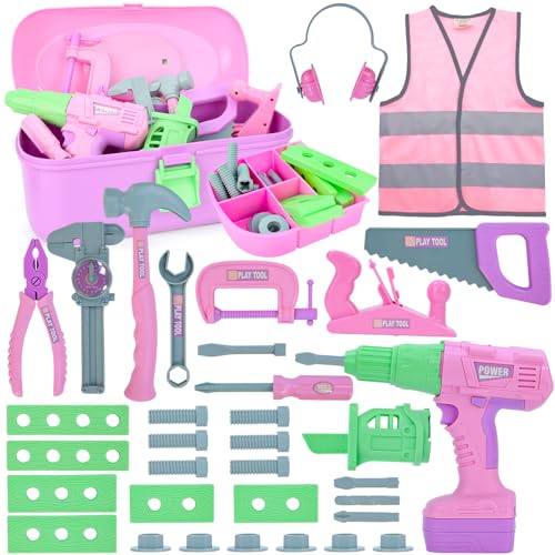 Werkzeugkoffer Kinder,Magic4U Kinder Werkzeug Set mit Werkzeugkasten Spielzeugbohrer Weste Ohrenschützer Bauwerkzeug Kinderspielzeug ab 3 4 5 6 7 8 Jahre Mädchen Geschenk Spielzeug Werkzeugkoffer Kinder,Magic4U Kinder Werkzeug Set mit Werkzeugkasten Spielzeugbohrer Weste Ohrenschützer Bauwerkzeug Kinderspielzeug ab 3 4 5 6 7 8 Jahre Mädchen Geschenk Spielzeug von Magic4U