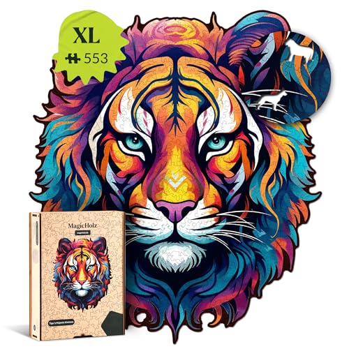 MagicHolz – Holzpuzzle Die majestätische Güte | Tiger – Holz Puzzle 47 x 41 cm inkl.Premium Holzbox – besondere Geschenkidee für Erwachsene & Kinder von MagicHolz