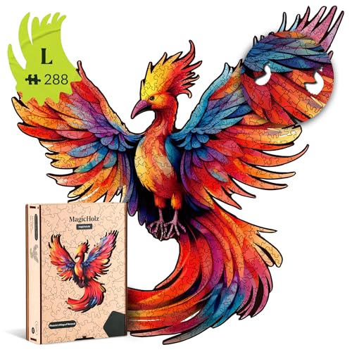 MagicHolz – Holzpuzzle Flügel der Erneuerung | Phoenix – Holz Puzzle 35 x 32 cm inkl.Premium Holzbox – besondere Geschenkidee für Erwachsene & Kinder von MaHo