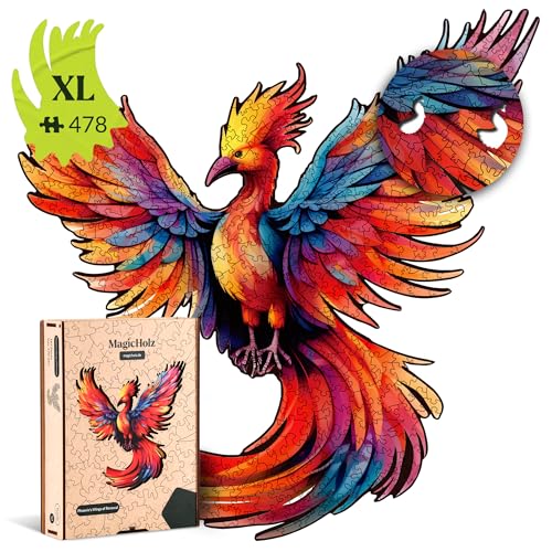 MagicHolz – Holzpuzzle Flügel der Erneuerung | Phoenix – Holz Puzzle 47 x 44 cm inkl.Premium Holzbox – besondere Geschenkidee für Erwachsene & Kinder von MaHo