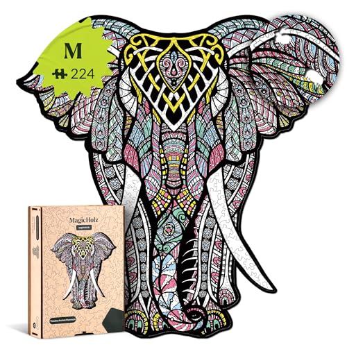 MagicHolz – Holzpuzzle Urzeitliches Mammut – Holz Puzzle 27 x 26 cm inkl.Premium Holzbox – besondere Geschenkidee für Erwachsene & Kinder von MaHo