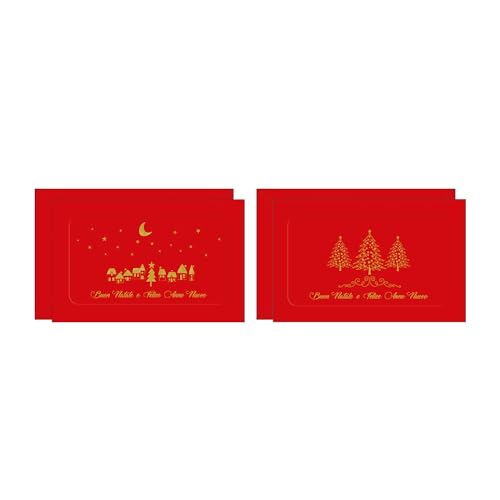 Set mit 50 Weihnachtskarten in 2 Motiven, Format 9 x 14 cm, mit Goldverzierungen, hergestellt aus hochwertigem Karton, hergestellt in Italien von Magicamente Carta