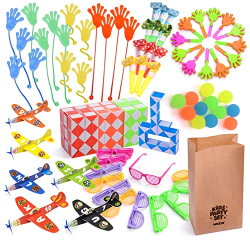 Magicat Mitgebsel Kindergeburtstag Party Set I 102 Teile I Mitgebsel Weihnachten I Give Aways Silvester Party Spiele Spielzeug I Party Gadgets für Kinder – Geschenkideen Jungen & Mädchen von Magicat