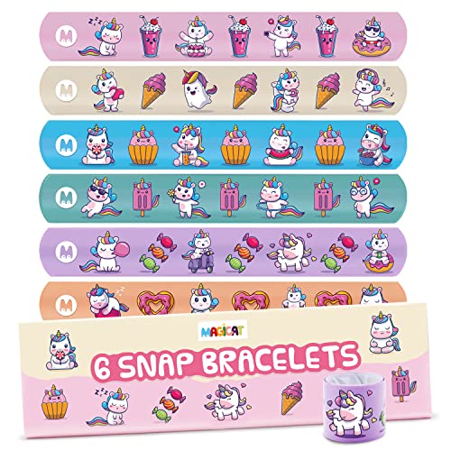 Magicat Einhorn 6er Schnapparmband Mädchen Set I Klatscharmband I Mitgebsel und Mitbringsel Kindergeburtstag I Schnapp Armband I kleine Geschenke für Kinder I Einhorn Party I Unicorn Snap Bracelets von Magicat