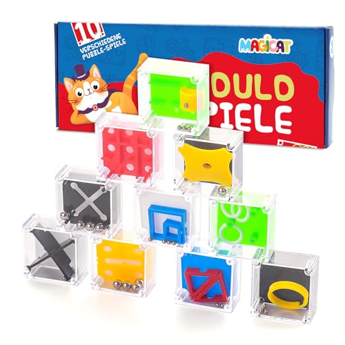 Magicat Premium Geduldspiele Set I 10 Knobelspiele I Ideal als Mitgebsel Kindergeburtstag, Adventskalender 2024 zum Befüllen, Nikolaus Geschenke, Kleine von Magicat