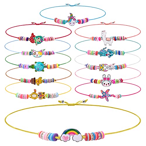 Magicat Premium Armband Mädchen Set I 12 Armbänder I Einhorn, Eule, Blumen I handgemachtes Freundschaftsarmband Kinder für Geburtstag I Perfekt als Mitgebsel oder Mitbringsel Geschenk Schmuck von Magicat