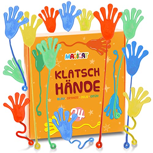 Magicat Premium Klatschhände XXL Set, 24 klebrige Glibberhände I Geburtstag Mitgebsel Kinder I Mitbringsel, Give Aways - Jungen und Mädchen, perfekt für Geschenktüten Kindergeburtstag oder Party von Magicat