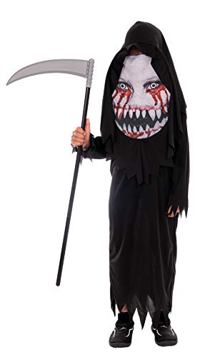 Magicoo Monster Skelett Kostüm Kinder Jungen schwarz inkl. Robe & Kopfteil mit Maske - Gr 110 bis 140 - Halloween Dämon Skelett-Kostüm Kind (146/152) von Magicoo