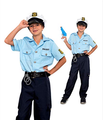 Magicoo Polizei Kostüm Deutschland Kinder Jungen - Gr 104 bis 146 - Fasching Polizist Kostüm Kind (104/110) von Magicoo