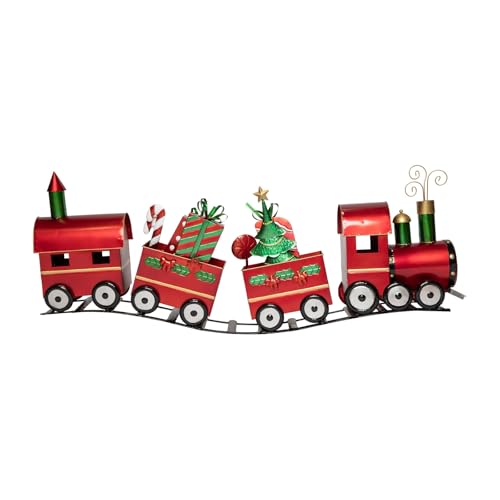 Magie di Natale Dekorativer Zug aus Metall mit 3 Waggons Weihnachtsdeko für Kinder von Magie di Natale