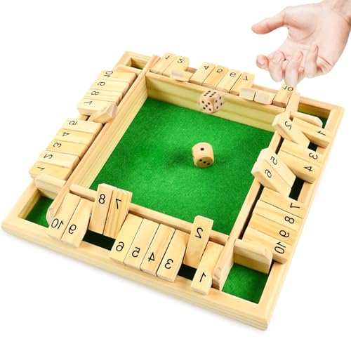 Magiho Shut The Boxl, Klassisch Würfelspiel Holz mit 2 Würfel für Outdoor-Aktivitäten, KTV, Reisen, Partys oder Kneipe Shut The Box Spiel (Natur, Grün) von Magiho