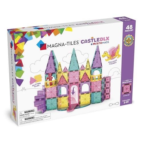 MAGNA-TILES Castle DLX 48-teiliges Magnetbauset - Die Original Magnetbaumarke von Magna-Tiles