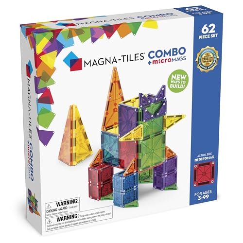 Magna-Tiles Combo 62-teiliges Magnetbauset, die Originale Magnetbaumarke von Magna-Tiles