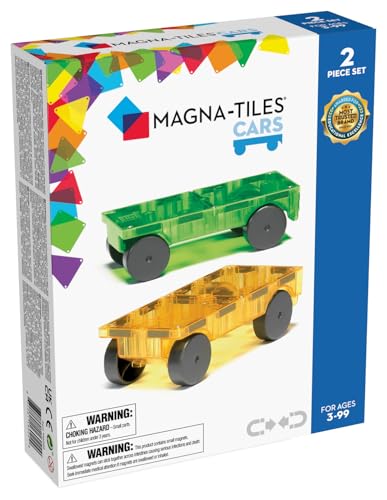 Magna-Tiles Cars 2-teiliges Erweiterungsset – magnetische 3D-Baukacheln von Magna-Tiles