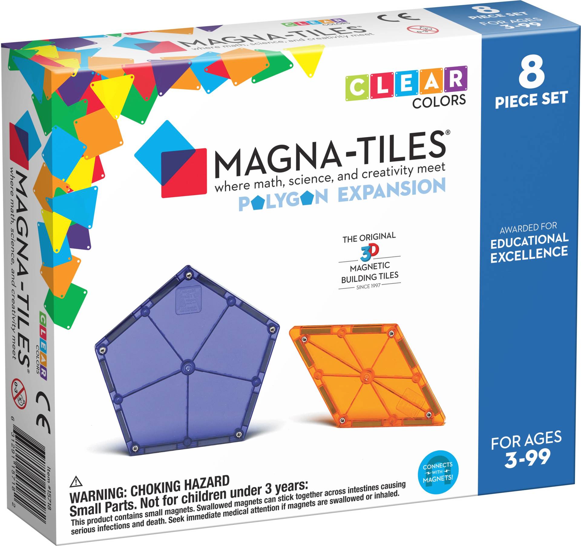 MAGNA-TILES Clear Colors Polygon Erweiterungsset 8 Teile von MAGNA-TILES