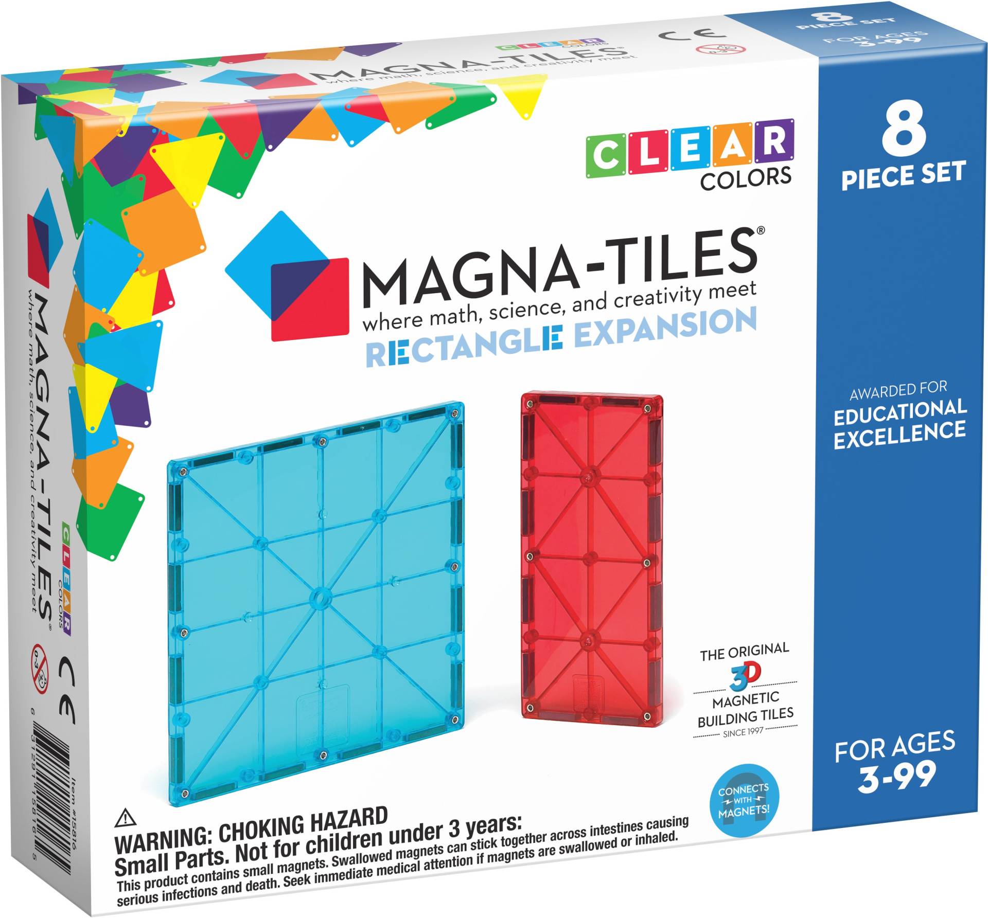 Magna-Tiles Clear Colors Rechteckig Erweiterungsset 8 Teile von MAGNA-TILES