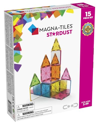 Magna-Tiles Stardust Set - Die Original Magnetische Baufliesen für Kreatives Offenes Spielen, Lernspielzeug für Kinder ab 3 Jahren (15 Stück inklusive Glitzer und Spiegel), Mehrfarbig, 15 Piece von Magna-Tiles