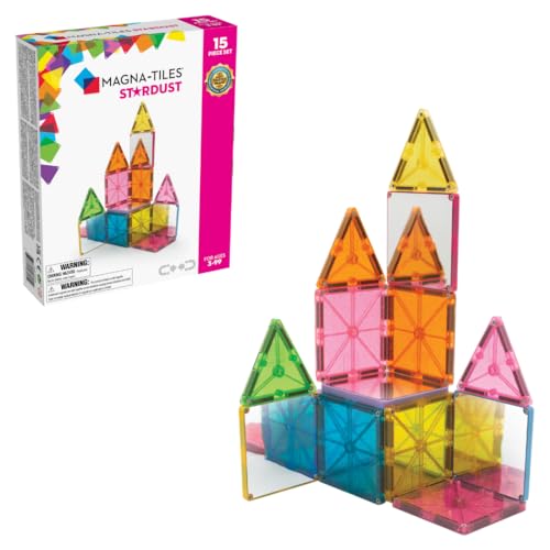 Magna Tiles Stardust Set - Die Original Magnetische Baufliesen für Kreatives Offenes Spielen, Lernspielzeug für Kinder ab 3 Jahren (15 Stück inklusive Glitzer und Spiegel), Mehrfarbig, 15 Piece von Magna-Tiles