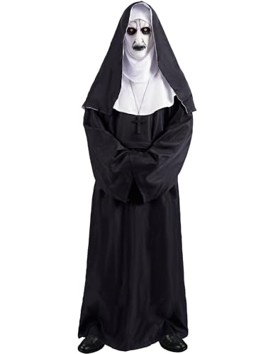 Mahoon The Nonne Kostüm - Halloween Deluxe Gruselige Nonne Outfit mit Maske für Damen Herren Übergröße Unisex Erwachsene Partyanzug von Mahoon