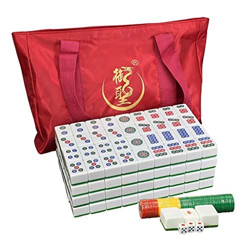 LNNW Chinesisches Schach 144 PCs Reisen Mahjong Geschenk Tasche Würfel Tragbare Chinesische digitale Skulptur Kunststoff Multiplayer Unterhaltung Familie Freizeit Versammlung Brettspiel(Color:Green,Si von MaiBuL