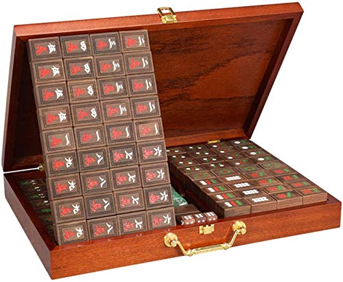 LNNW Chinesisches Schach 144 Stück Travel Mahjong Gift Box Dice bewegliche Digital-Skulptur Horn Holz Sandelholz Multiplayer Entertainment Familie Freizeit Sammeln Brettspiel von MaiBuL
