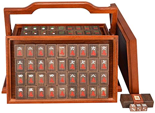 LNNW Chinesisches Schach 144 stücke Reisen Mahjong Fünf-Schicht-Boutique-Box-Dicke Tragbare Skulptur Hornholz Sandelwood Multiplayer-Unterhaltung Familien-Freizeit-Sammlung Brettspiel von MaiBuL