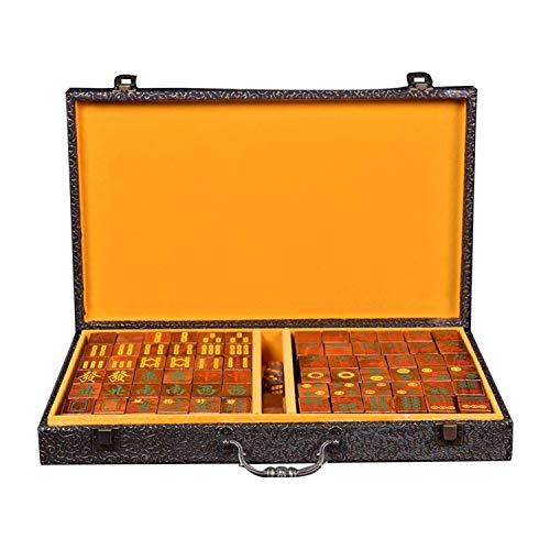 LNNW Chinesisches Schach Carving Handwerk Geschenk-Kasten Mahjong Set Dice Blut Sandalwood Tragbarer Multiplayer-Brettspiel Unterhaltung Beiläufiges Party-Aktivitäten Brettspiel von MaiBuL