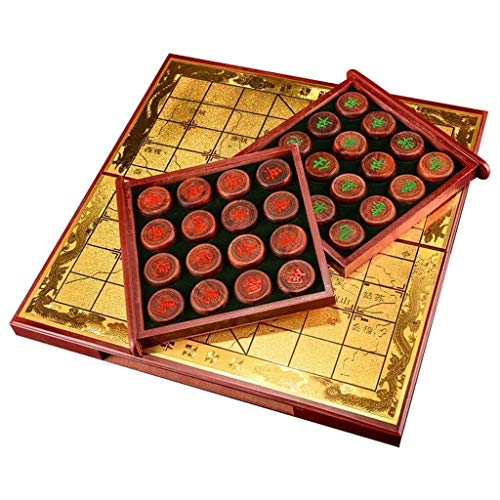 LNNW Chinesisches Schach Chinesisches Schach Blut Sandelholz Holzklapper Schachbrett Tragbare Dekorative Ornamente Interaktives Spiel Freizeit Frühaufbildungsrätsel Brettspiel von MaiBuL