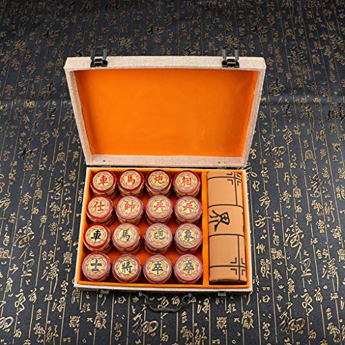 LNNW Chinesisches Schach Hochwertiges Massivholz Chinesisches Schach Tragbares Klapp-Leder-Schachbrett-Geschenk-Sammeln dekorative Ornamente Brettspiel(Size:Chess Piece 4.8cm) von MaiBuL