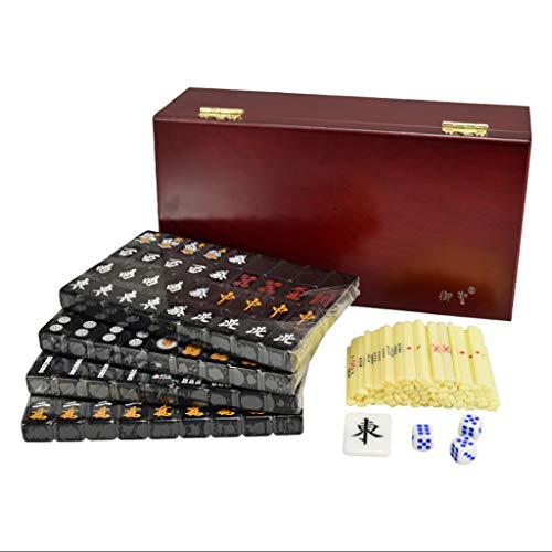 LNNW Chinesisches Schach Retro 144 PC Mahjong Würfel Acryl Tragbare Reisen Multiplayer Board Spiel Entertainment Casual Party-Aktivitäten Brettspiel(Color:Black) von MaiBuL
