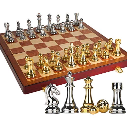 LNNW Chinesisches Schach Zinklegierung International Chess Foldable Schachbrett Set einfach zu tragen Studentenanfänger Kind Intellektuelle Entwicklung Brettspiel von MaiBuL