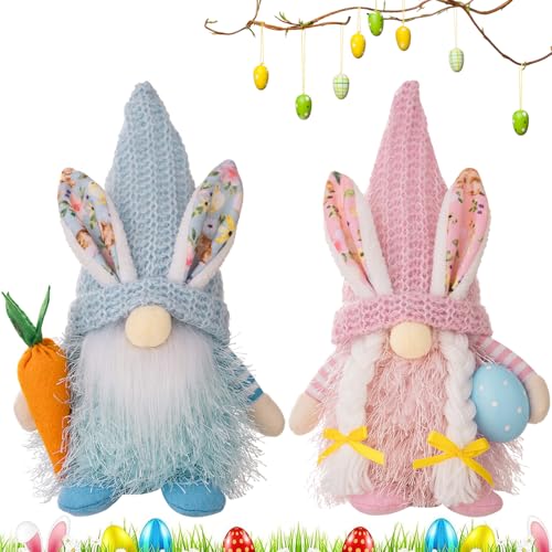 Ostern Wichtel Puppen, 2 Stück Frühlingdeko Wichtel Figuren, Ostern Plüsch Zwerg, Schwedische Wichtel Dolls, Frühling Gesichtslose Puppe Zwerg, für Ostern und Frühling Urlaub Dekoration (M4) von MaibaoteMbt