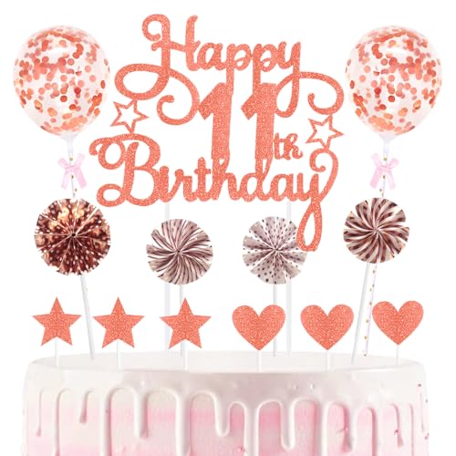 11th Geburtstag Kuchen Dekoration Kuchen Toppers Birthday Torten Dekoration Sternen Herz Papierfächer Ballon Torte Toppers Kuchendeko für 11. Geburtstag Dekorationen Party Zubehör 11th Geburtstag Kuchen Dekoration Kuchen Toppers Birthday Torten Dekoration Sternen Herz Papierfächer Ballon Torte Toppers Kuchendeko für 11. Geburtstag Dekorationen Party Zubehör von Maigendoo