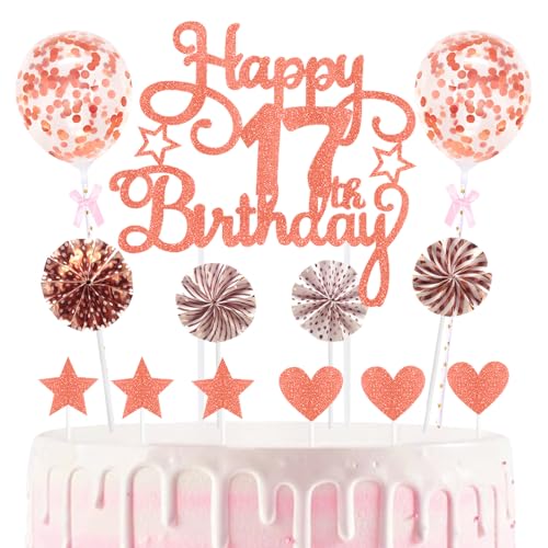 17th Geburtstag Kuchen Dekoration Kuchen Toppers Birthday Torten Dekoration Sternen Herz Papierfächer Ballon Torte Toppers Kuchendeko für 17. Geburtstag Dekorationen Party Zubehör 17th Geburtstag Kuchen Dekoration Kuchen Toppers Birthday Torten Dekoration Sternen Herz Papierfächer Ballon Torte Toppers Kuchendeko für 17. Geburtstag Dekorationen Party Zubehör von Maigendoo