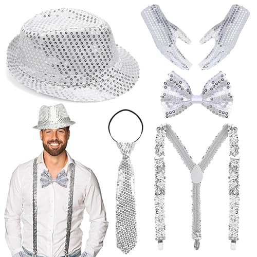 Mailfull Hippie Accessories Pailletten Set 5 Stück Shinny Kostüm Jazz Hip-Hop Dance Performance Zubehör Sets für Dance Party Fasching Party Cosplay Abschlussball von Mailfull