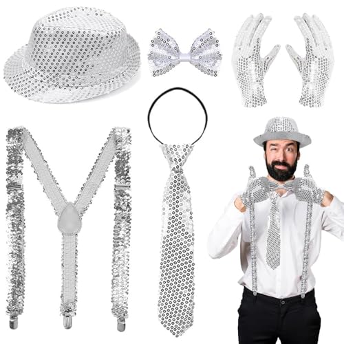 Mailfull Hippie Accessories Pailletten Set 5 Stück Shinny Kostüm Jazz Hip-Hop Dance Performance Zubehör Sets für Dance Party Fasching Party Cosplay Abschlussball von Mailfull